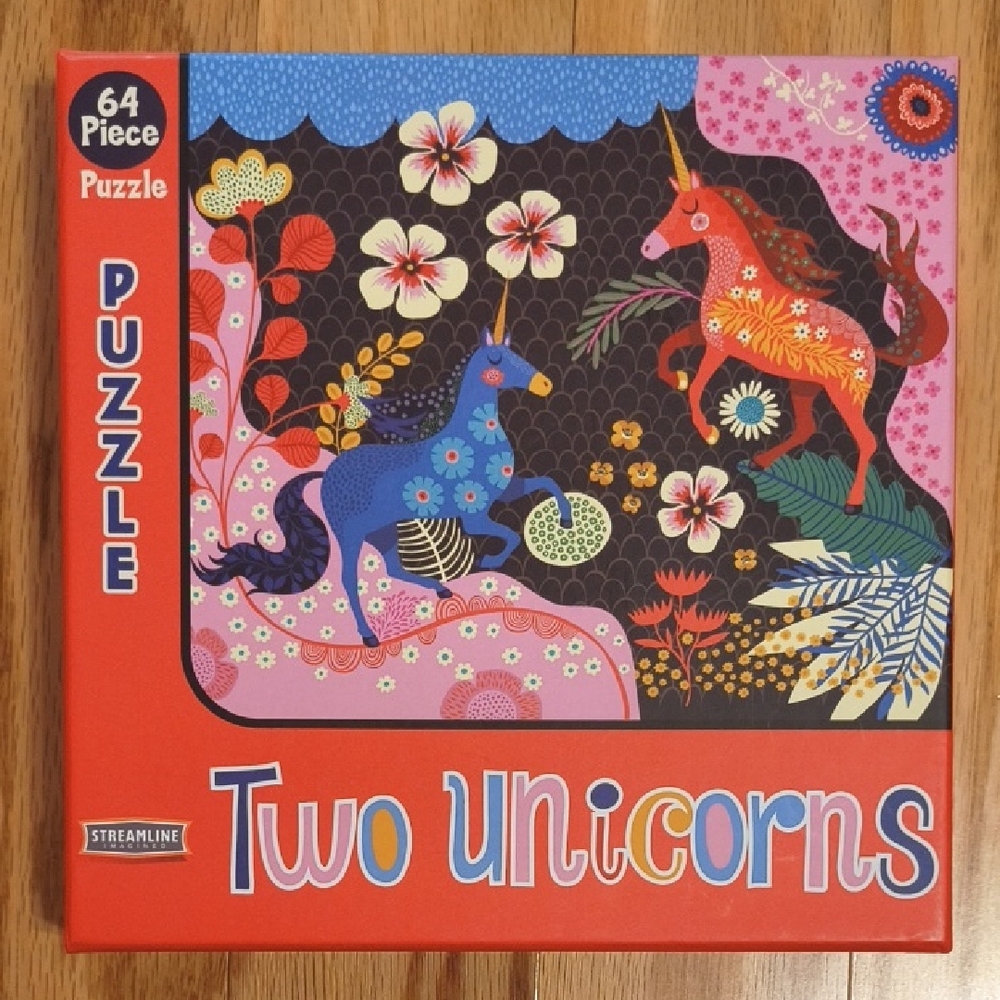 Streamline Imagined, Helen Dardjk Two Unicorns Puzzle - 64 Piece (EUC)